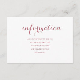 ローズゴールド シンプル モダン ウェディング 情報カード エンクロージャーカード