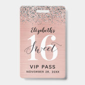 ローズゴールド スウィート16 バースデー VIP バッジ (正面)