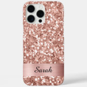 ローズゴールド スクエア ギラギラ シャイン ストライプ ホイル Case-Mate iPhoneケース (裏面)