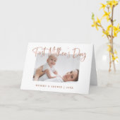 ローズゴールド |スクリプトファーストマザーズデイの写真カード カード (黄色い花)