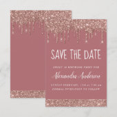 ローズゴールド スパークル グリッター スウィート16 セーブ・ザ・デート 招待状 (正面/裏面)