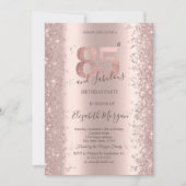 ローズゴールド スパークル ダイヤモンド 85歳の誕生日 招待状 (正面)