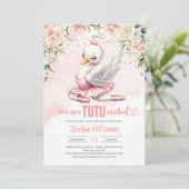 ローズゴールド スワン チュチュ バレリーナ ドレス フラワーリアル 招待状 (スタンド正面)