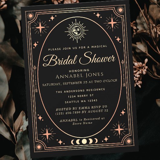 ローズゴールド セレスチャル ブラック タロット カード ブライダル シャワー