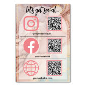 ローズゴールド ソーシャルメディア サイン ビジネス テーブル カード (正面)