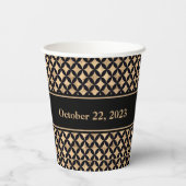ローズゴールド ダイヤモンド アールデコ 幾何学 パーティー 紙コップ (裏面)