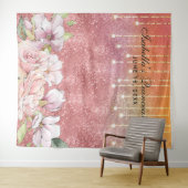 ローズゴールド ダイヤモンド グリッター フラワー キンセアニエラ タペストリー (インサイチュ(横))