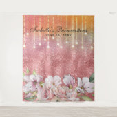 ローズゴールド ダイヤモンド グリッター フラワー キンセアニエラ タペストリー (正面)