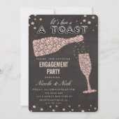 ローズゴールド ダイヤモンド ワイングラス 結婚式招待状 招待状 (正面)