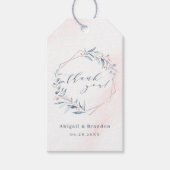 ローズゴールド ダスティーブルー 緑の幾何学模様 サンクス ギフトタグ (正面)