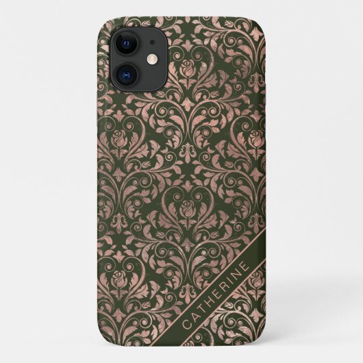 ローズゴールド ダマスク柄 オーダーメイド 名前入り Case-Mate iPhoneケース (裏面)