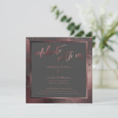 ローズゴールド & ダークグレー大理石 お祝いに参加しよう 招待状 (スタンド正面)