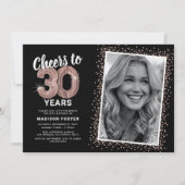 ローズゴールド チェアーズ 30歳の誕生日写真 招待状 (正面)