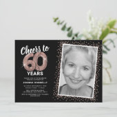 ローズゴールド チェアーズ 60歳の誕生日写真 招待状 (スタンド正面)