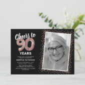 ローズゴールド チェアーズ 90歳の誕生日写真 招待状 (スタンド正面)