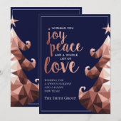 ローズゴールド ツリー ビジネス ホリデー カード (正面/裏面)