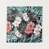 ローズゴールド トロピカル エレガント ボタニカル アイランド ルアウ タペストリー (正面(横))