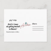 ローズゴールド トロピカル エレガント ボタニカル セーブ・ザ・デート 案内ポストカード (裏面)