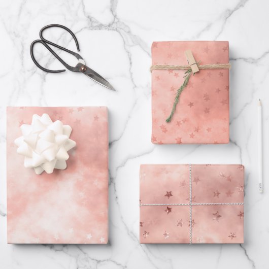ローズゴールド ドリーミー クラウド ラッピングペーパーシート (正面)