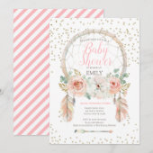 ローズゴールド ドリームキャッチャー ボヘミアンパーティ 招待状 (正面/裏面)