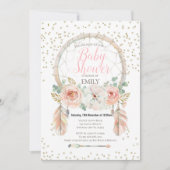 ローズゴールド ドリームキャッチャー ボヘミアンパーティ 招待状 (正面)