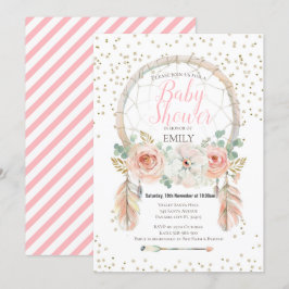 ローズゴールド ドリームキャッチャー ボヘミアンパーティ 招待状