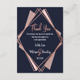 ローズゴールド ネイビーブルー モーブ ジオメトリック サンクス サンキューカード