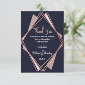 ローズゴールド ネイビーブルー モーブ ジオメトリック サンクス サンキューカード (スタンド正面)