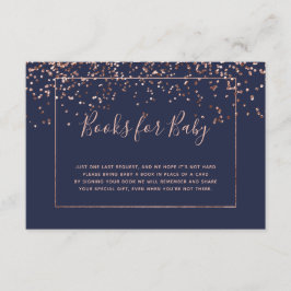 ローズゴールド ネイビーブルー 本をプレゼント ベビーシャワー エンクロージャーカード