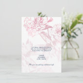 ローズゴールド ネイビーブルー 花柄 結婚式 披露宴のみ 招待状 (スタンド正面)