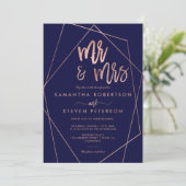 ローズゴールド ネイビー テラリウム オールインワン ウェディング 招待状 (スタンド正面)