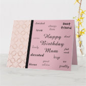 ローズゴールド.ハッピーバースデーママ！ カード (黄色い花)