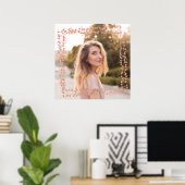 ローズゴールド ハート ボーダー フォト ポスター (ホームオフィス)