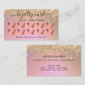 ローズゴールド バタフライ グリッター ドリップス ロイヤリティ カード (正面/裏面)