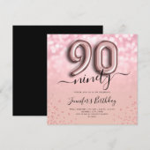 ローズゴールド バルーン グリッター 90歳の誕生日招待状 招待状 (正面/裏面)
