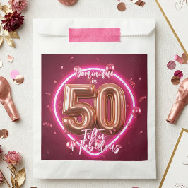 ローズゴールド バルーン ネオン ホットピンク 50歳の誕生日 フェイバーバッグ
