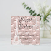 ローズゴールド パリ スイート シックスティーン 誕生日パーティー 招待状 (スタンド正面)