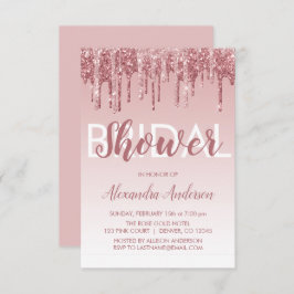 ローズゴールド | ピンクスパークルグリッターブライダルシャワー 招待状