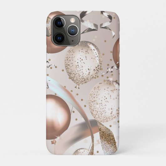 ローズゴールド ピンクリボン グリッターバルーン Case-Mate iPhoneケース (裏)