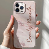ローズゴールド ピンク大理石 モノグラム Case-Mate iPhoneケース