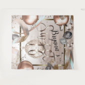 ローズゴールド ピンク グリッター バルーン スイート16 背景 タペストリー (正面(横))