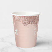 ローズゴールド ピンク グリッター ブライズメイド パーティー シンプル 紙コップ (左)