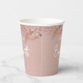 ローズゴールド ピンク グリッター ブライズメイド パーティー シンプル 紙コップ (右)