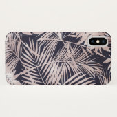 ローズゴールド ピンク ダーク トロピカル ヤシの木の葉 Case-Mate iPhoneケース (裏面(横))