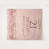 ローズゴールド ピンク ハッピー21歳 誕生日 タペストリー (正面(横))