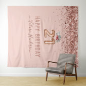 ローズゴールド ピンク ハッピー 21歳 誕生日 タペストリー (インサイチュ(横))