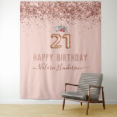 ローズゴールド ピンク ハッピー 21歳 誕生日 タペストリー (インサイチュ)