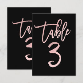 ローズゴールド ピンク フォイル モダンスクリプト テーブルナンバー3 招待状