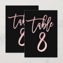 ローズゴールド ピンク フォイル モダンスクリプト テーブルナンバー 8