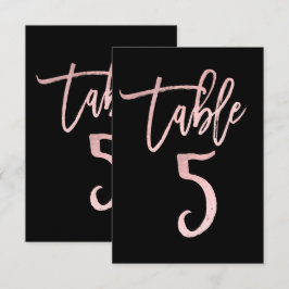 ローズゴールド ピンク フォイル モダンスクリプト テーブル ナンバー ５ 招待状